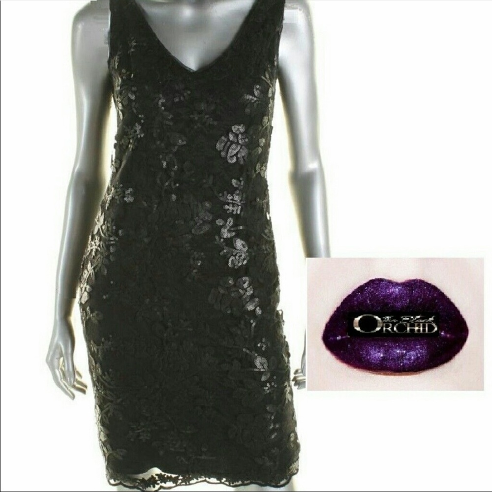 💜RALPH LAUREN💜14 NWT BLACK LACE SEQUIN DRESS